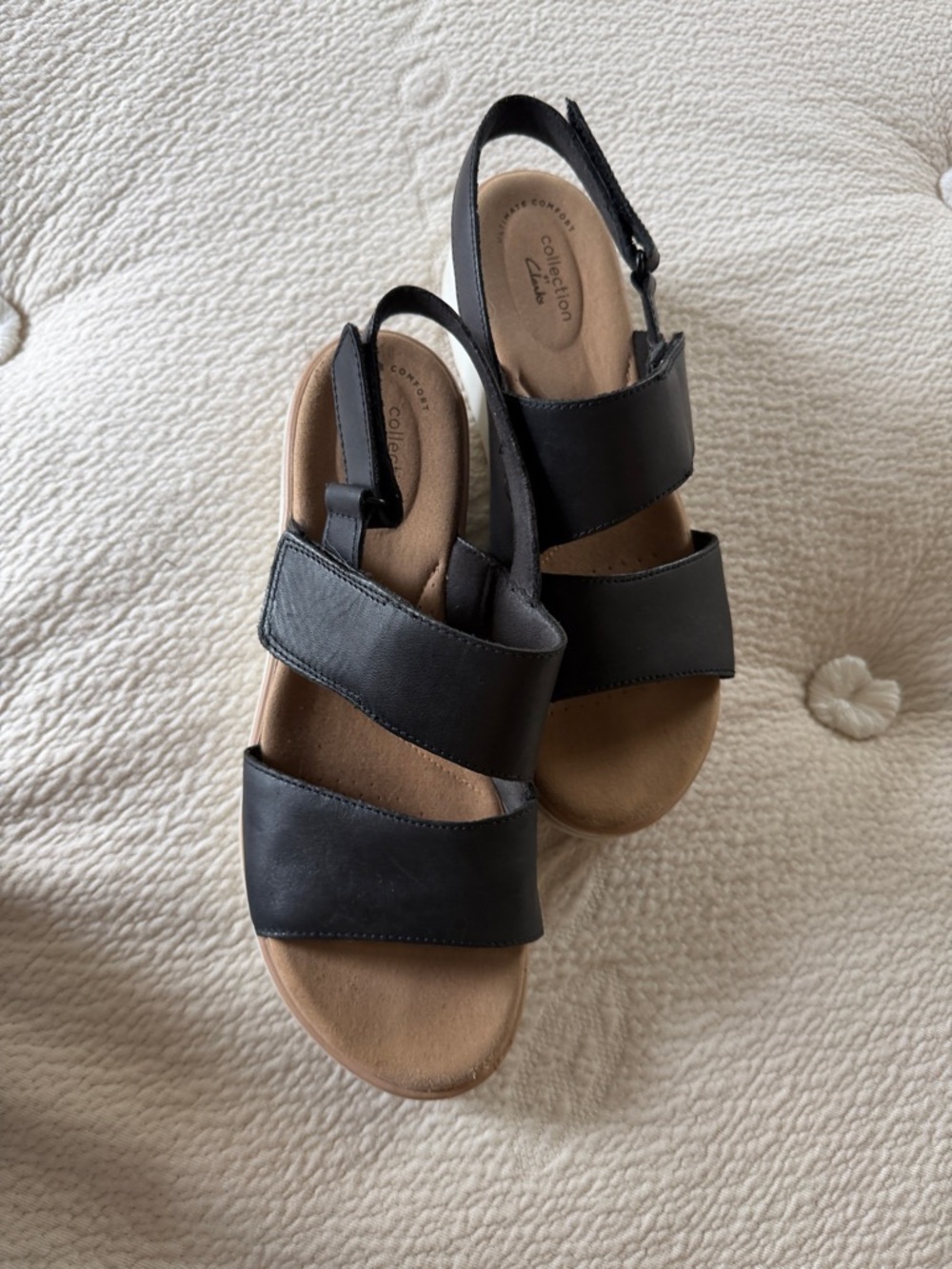 Clarks Black Leather Slingback Comfort Sandals